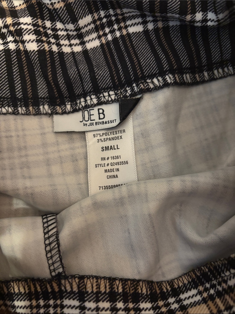 Joe B Black and Cream Plaid Wide-Leg Pants - Picture 2 of 3